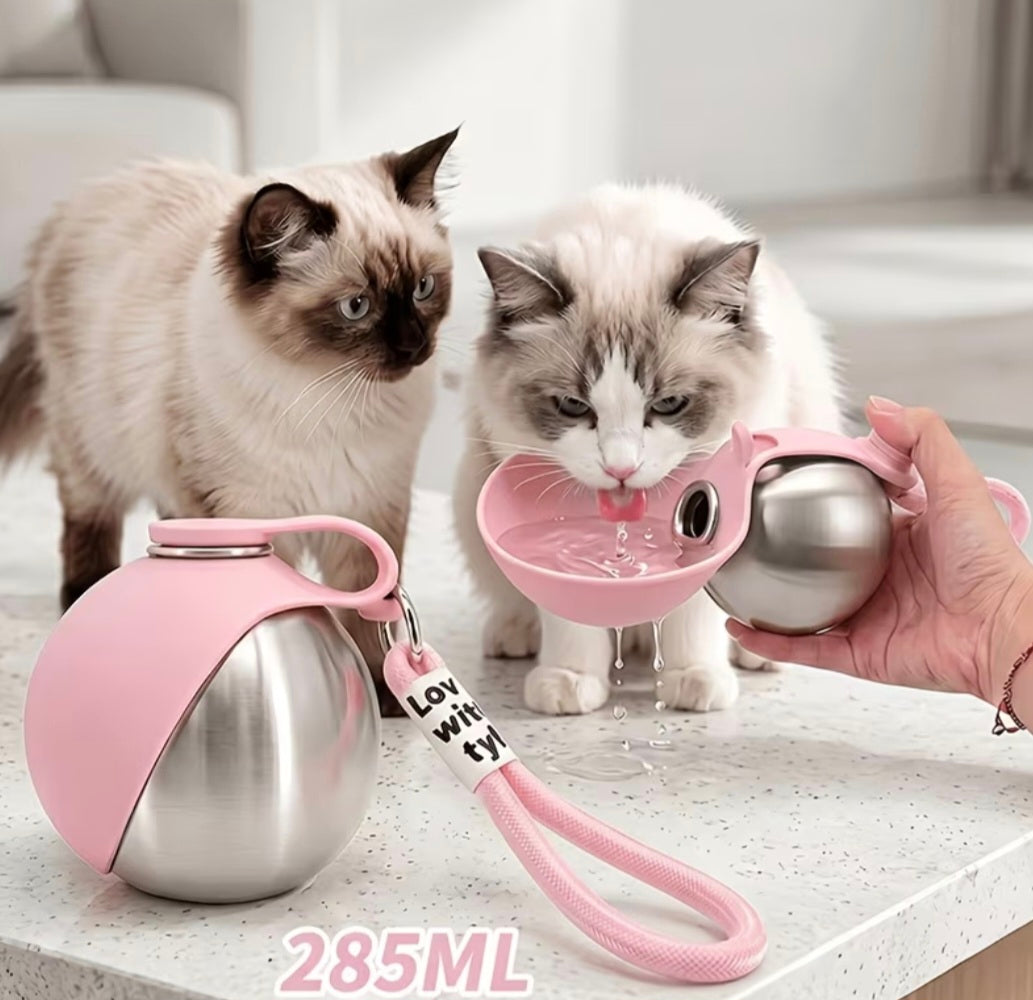 Haustier Trinkflasche mit faltbarem Napf – 285ml, auslaufsicher für Hunde & Katzen