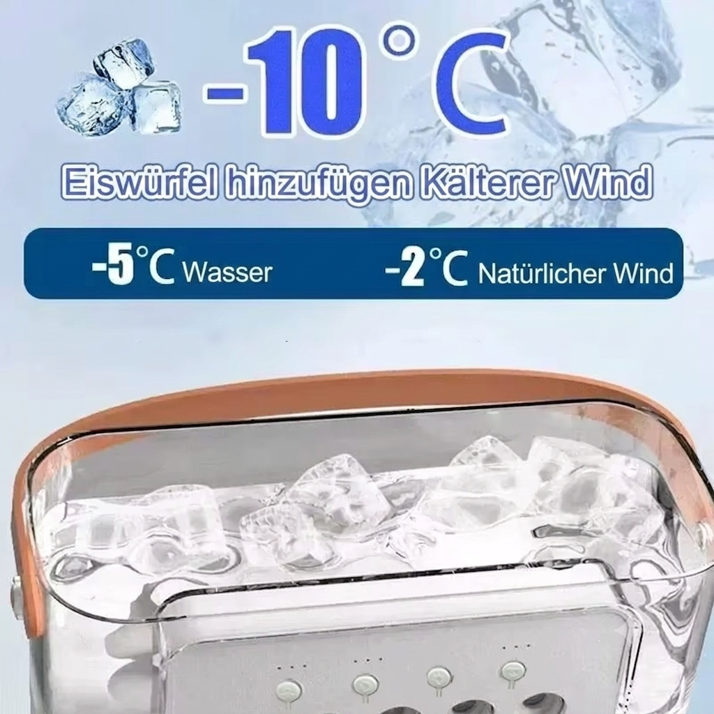 3-in-1 Mini Klimagerät & Luftbefeuchter – Tragbarer Tischventilator mit LED-Stimmungslicht für Büro & Zuhause