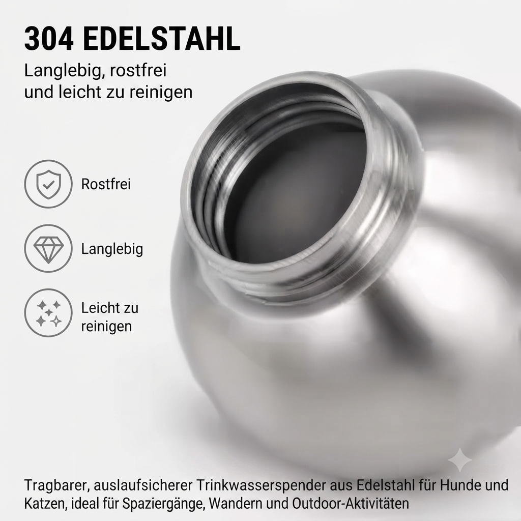 Haustier Trinkflasche mit faltbarem Napf – 285ml, auslaufsicher für Hunde & Katzen